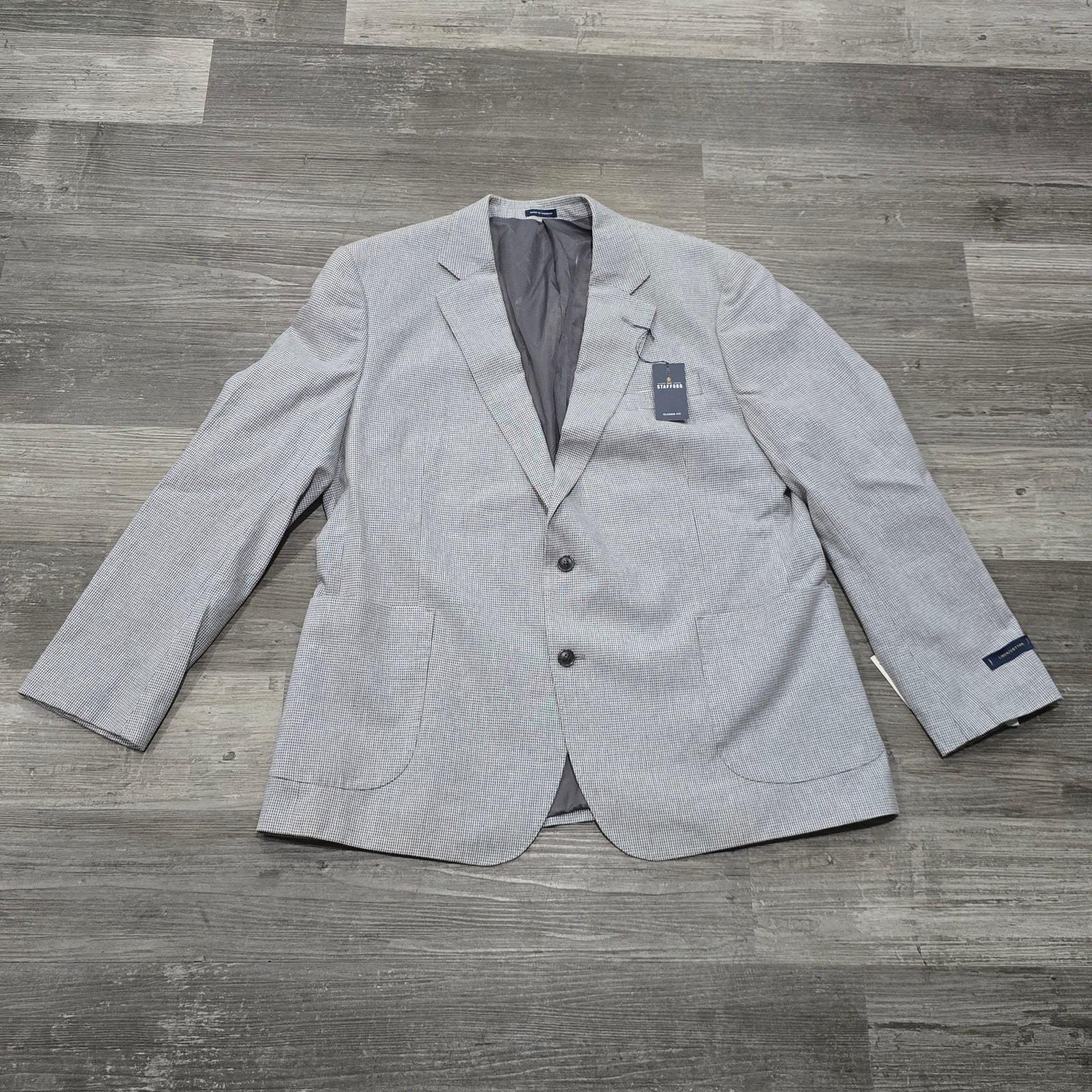 Stafford Classic Fit Charcoal Houndstooth Basketweave Sport Jacket Blazer